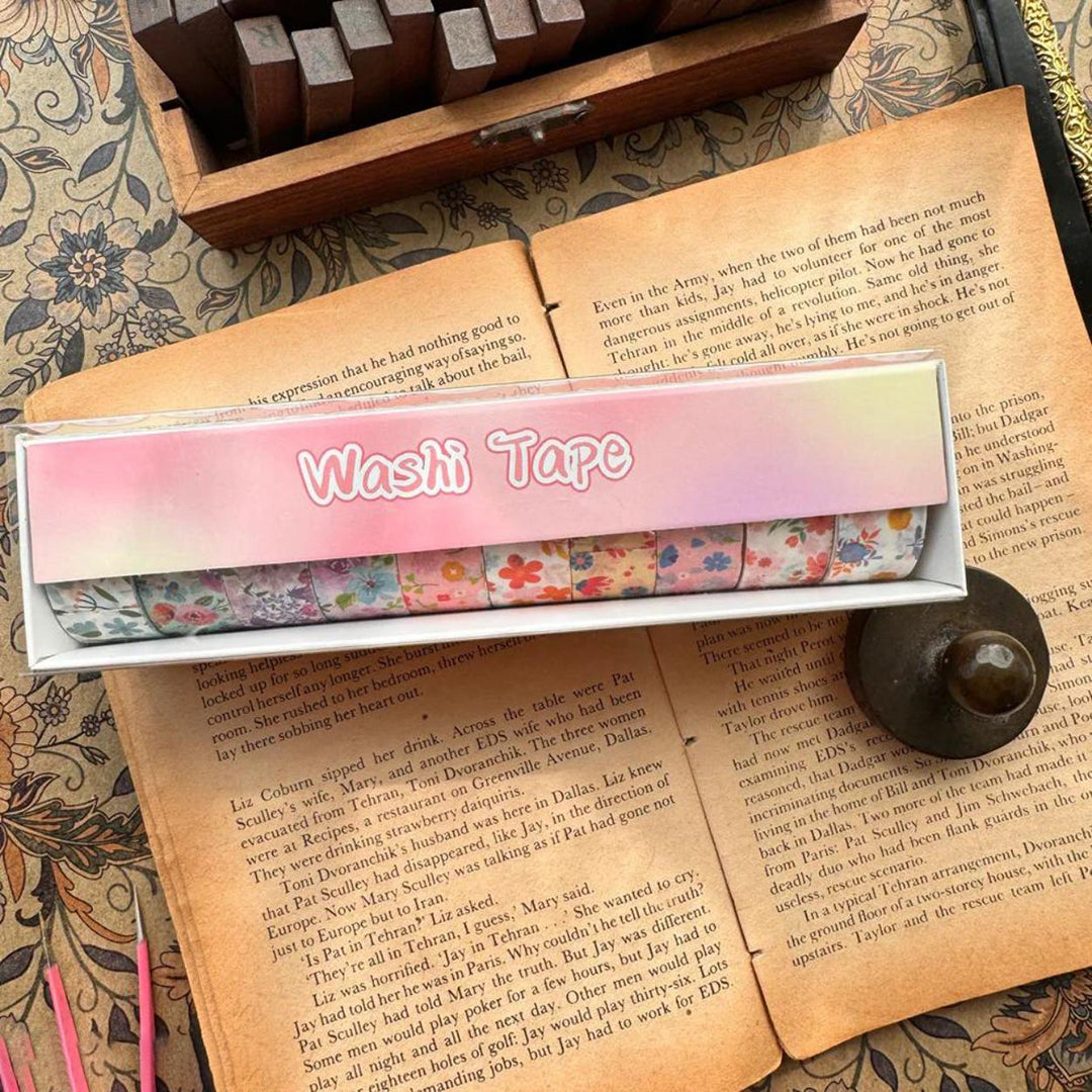 10 Rolls Washi Tape Set Star And Floral Design Masking Tape 15Mm Wide Nostalgic Style Decor Colorful Tapes For Diy Craft Bullet Journal Planners Scrapbooking Image 3