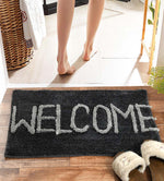 Microfiber Anti-Slip Doormat for Home & Bathroom Entrance Black Rectangular Mat (40x60 cm) 2 Pcs Image 1