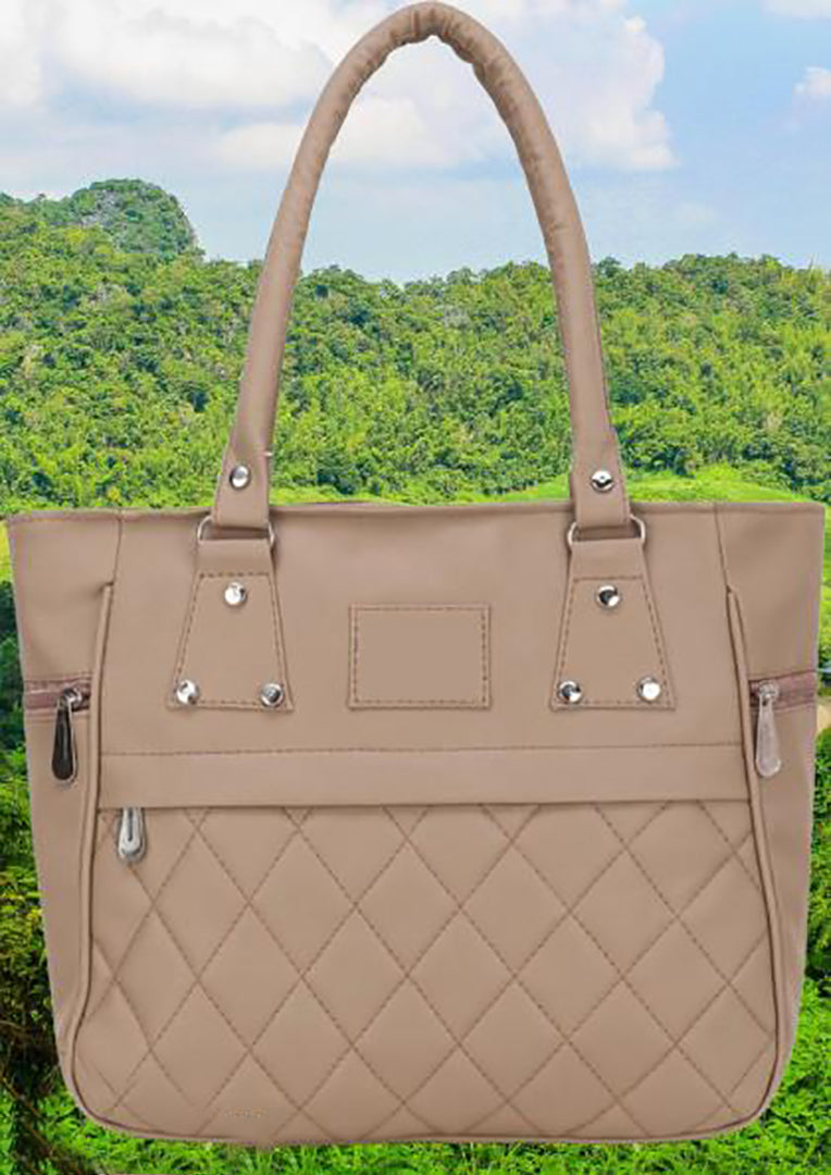 Handbag For Women And Girls Stylish Beige PU Leather Bag Image 1