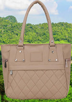 Handbag For Women And Girls Stylish Beige PU Leather Bag Image 1