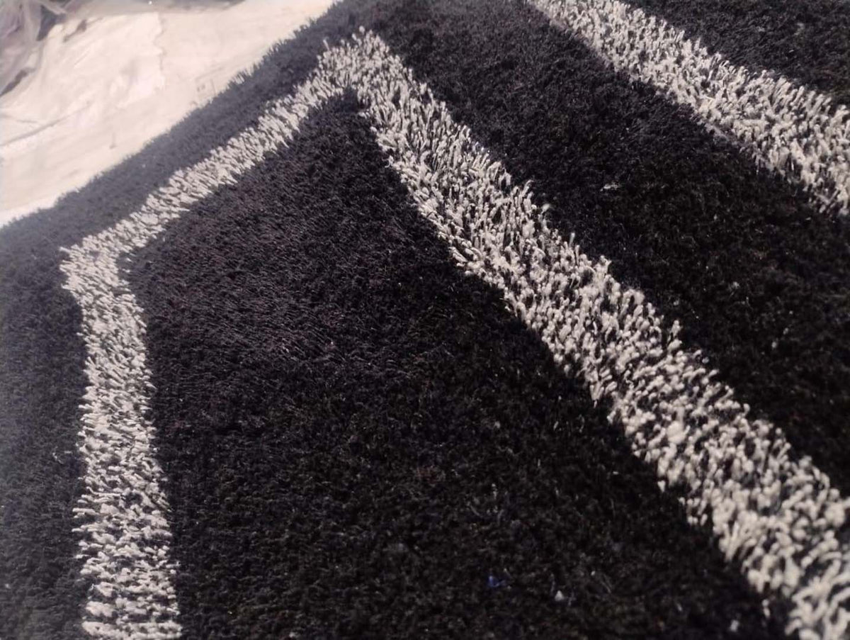 Cotton Anti-Slip Doormat for Home & Bathroom Entrance Black rectangular Mat (40x60 cm) 2 Pcs Image 2