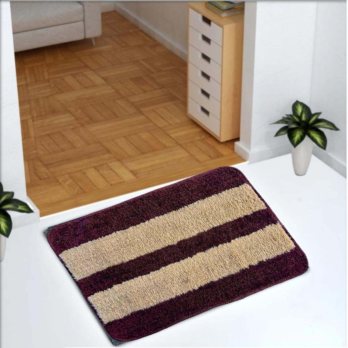 Microfiber Anti-Slip Doormat for Home & Bathroom Entrance Multicolor Rectangular Mat (38x58 cm) Image 2