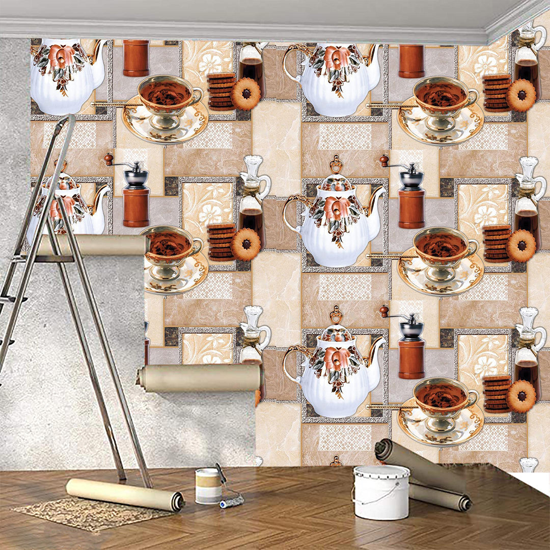 Wallpaper Self Adhesive Water Proof Wallpaper For Kitchen Room wall restaurants 42X152 Cm Pack Of 2 Roll Image 2