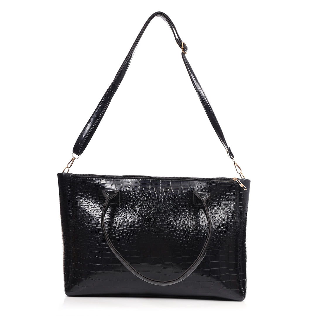 Handbag For Women And Girls Stylish Black Faux Leather/Leatherette Bag Image 3