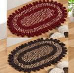 Cotton Anti-Slip Doormat for Home & Bathroom Entrance Multicolor oval Mat (2x3Feet) 2 Pcs Image 1
