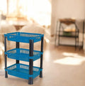Plastic Vegetable Trolley Rack For Kitchen Storage Vegetable Organizer Vegetable Stand For Kitchen Basket Storage Racks 3 Layerblue Image 1