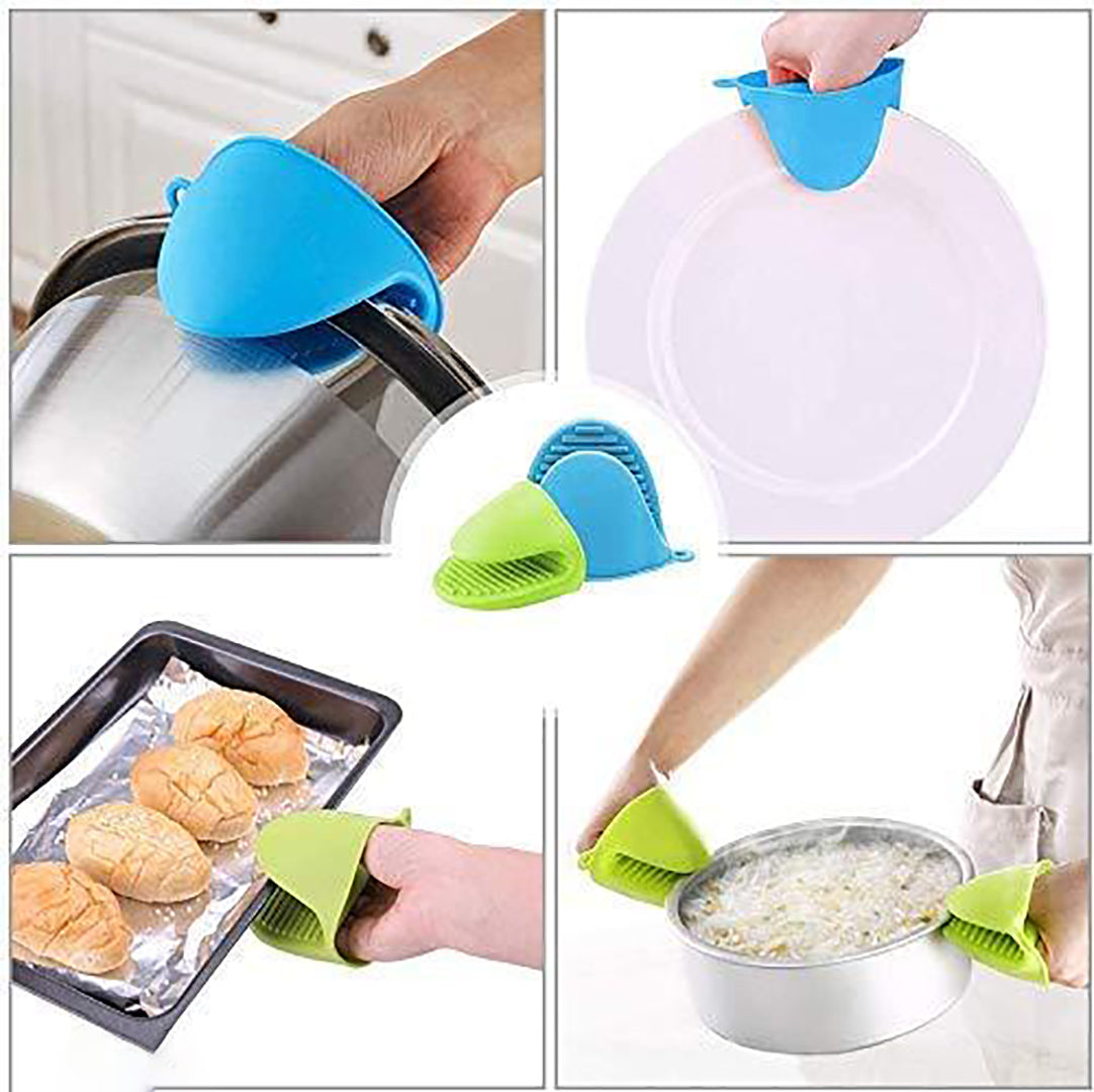 Set Of 2 Pcs Silicone Heat Resistant Cooking Pinch Mitts Microwave Oven Hand Gloves Baking Oven Gloves Cooking Pinch Grips Kitchen Heat Resistant Solution Multicolor 1 Pair Image 2