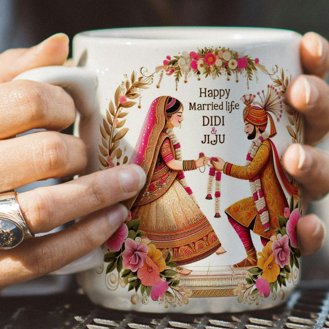 Happy Married Life Didi And Jiju Thoughtful Gift Mug For Sister And Brother In Law Elegant Ceramic Marriage Celebration Mug Best Wedding Gift Idea Image 1