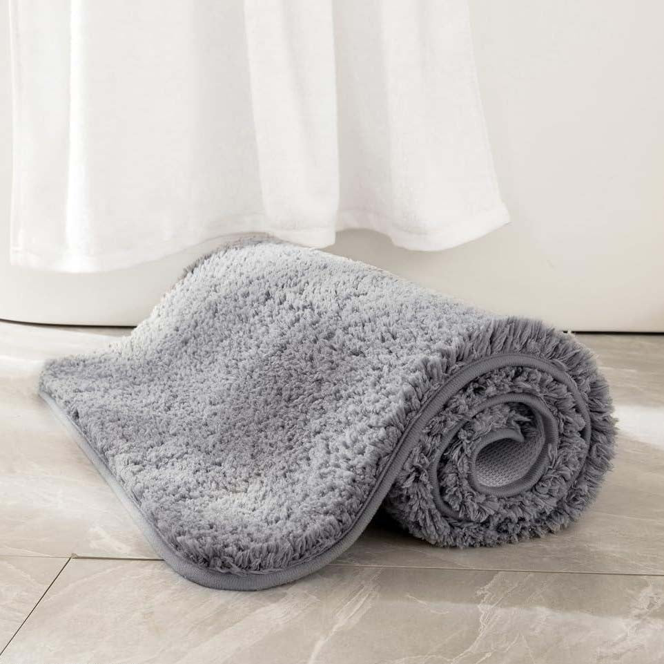 Microfiber Anti-Slip Doormat for Home & Bathroom Entrance Grey Rectangular Mat (40x60 cm) Image 4