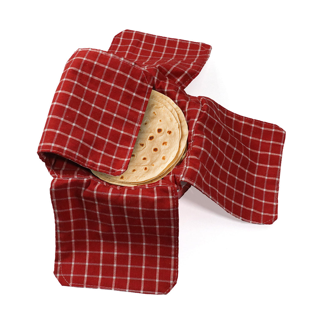 Cotton Double Layer Roti Clothes Wrap With Flaps Cotton Cloth For Chapati Pack Of 3 Image 2