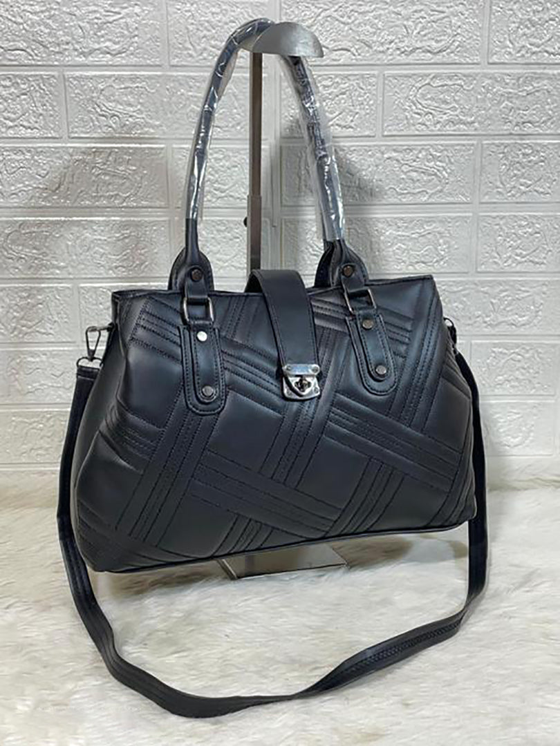 Handbag For Women And Girls Stylish Black PU Leather Bag Image 1