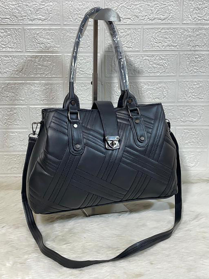 Handbag For Women And Girls Stylish Black PU Leather Bag Image 1