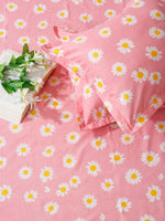 Cotton (90x100 Inch) Double Size Bedsheet With 2 Pillow Cover in Pink Color Image 2