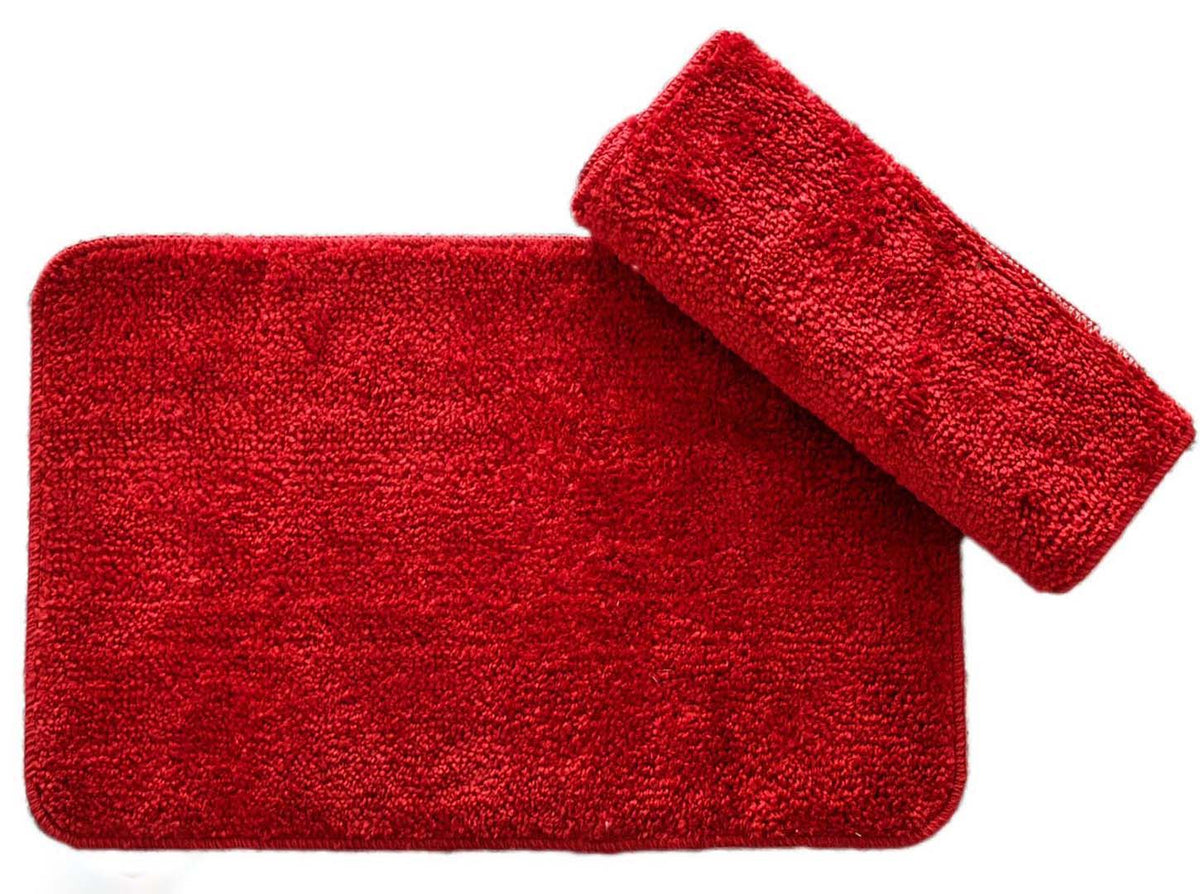 Latex Anti-Slip Doormat for Home & Bathroom Entrance Red Rectangular Mat (40x60 cm) 2 Pcs Image 4