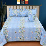 Cotton (90x100 Inch) Double Size Bedsheet With 2 Pillow Cover in Blue Color Image 3