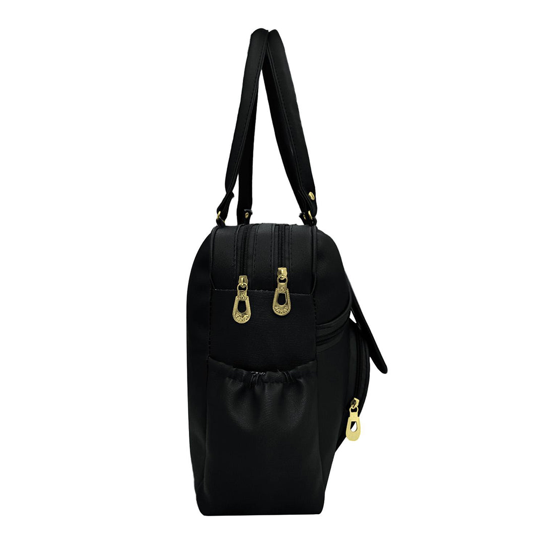 Handbag For Women And Girls Stylish Black Fabric Bag Image 4