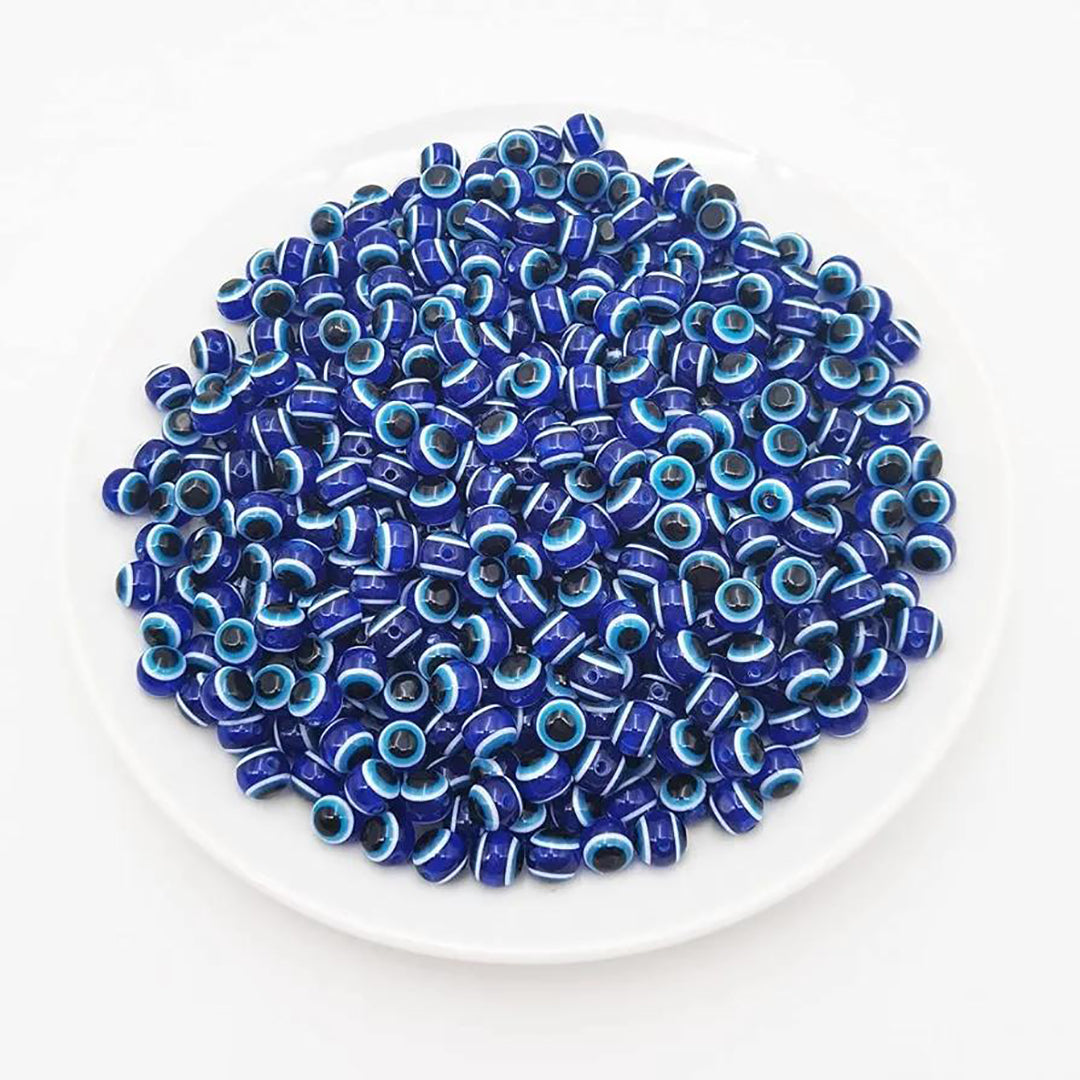 30 Pieces 8Mm Blue Round Resin Turkish Evil Eye Beads For For Jewelry Bracelet Craft Making Image 2