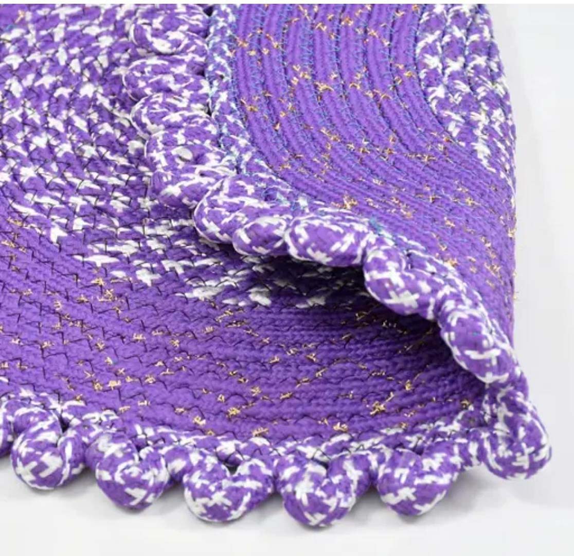 Polyester Anti-Slip Doormat for Home & Bathroom Entrance Violet Round Mat (53 cm) Image 2