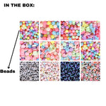Diy Beading Kit Set Of 400 Pcs 12 Plastic Beads With Elastic Thread Thread Cutter Jute Bag Light Multicolor Image 3
