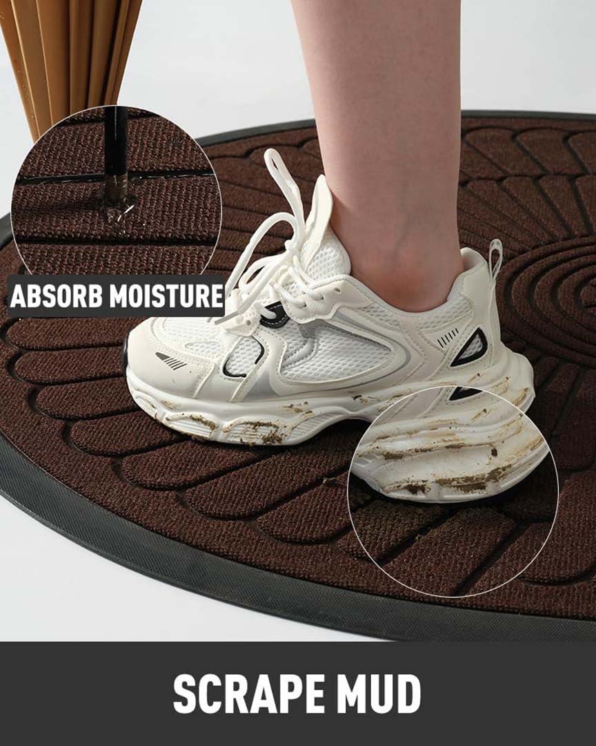 Rubber Anti-Slip Doormat for Home & Bathroom Entrance Brown Semi Circle Mat (40x60 cm) Image 4