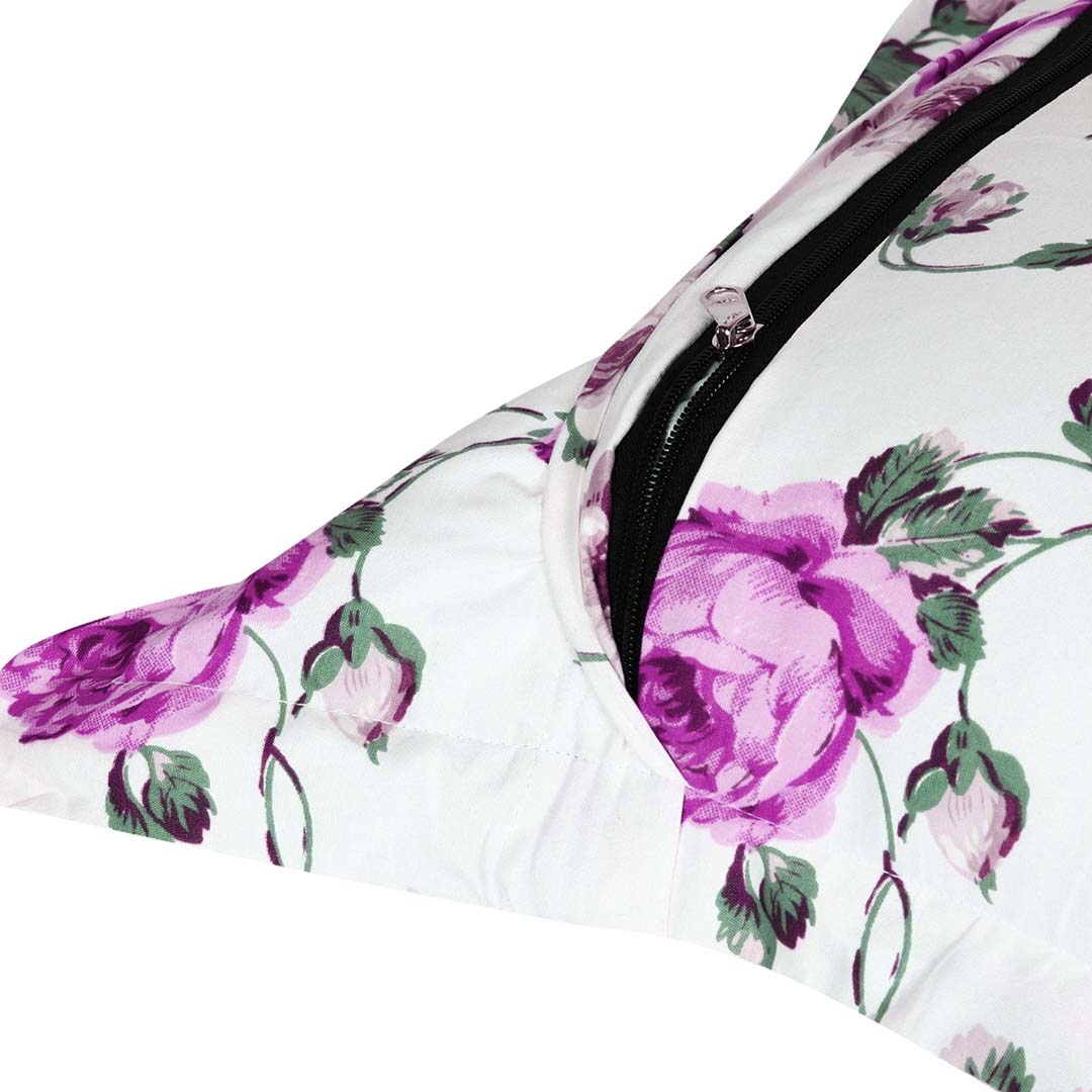 Polycotton (90x100 Inch) Double Size Bedsheet With 2 Pillow Cover in white & Pink Color Image 4