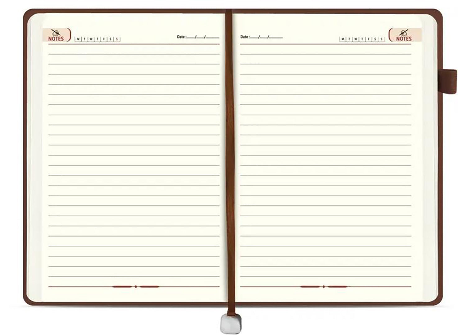 Executive A5 Diary Notebook With Pen Holder A5 Note Book Single Rule 200 Pages Brown Image 3