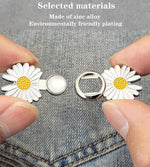 2 Sets Pant Waist Tightener Detachable Jean Buttons For Loose Jeans No Sew And No Tools Button Pins For Jeans Adjustable Jean Buttons Pins Daisy Flower Instant Pants Button Tightener Image 4