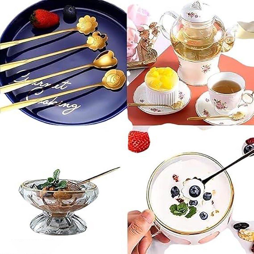 Spoon Setcoffee Spoondessert Spoonscutlery Kitchen Tablewarestainless Steel Gold Different Shape Coffee Spoons Set Image 2