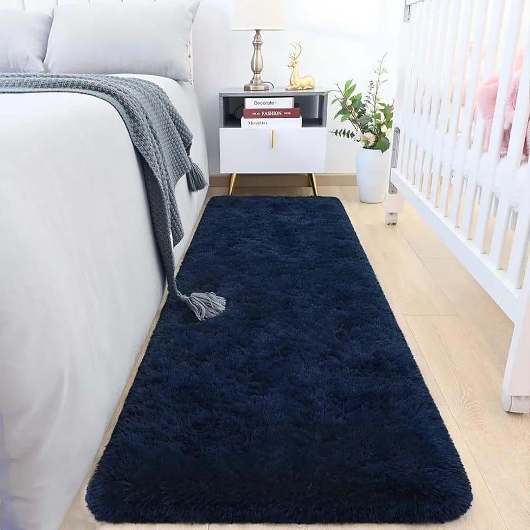 Microfiber Anti-Slip Doormat for Home & Bathroom Entrance Blue rectangular Mat (22x55 cm) Image 1