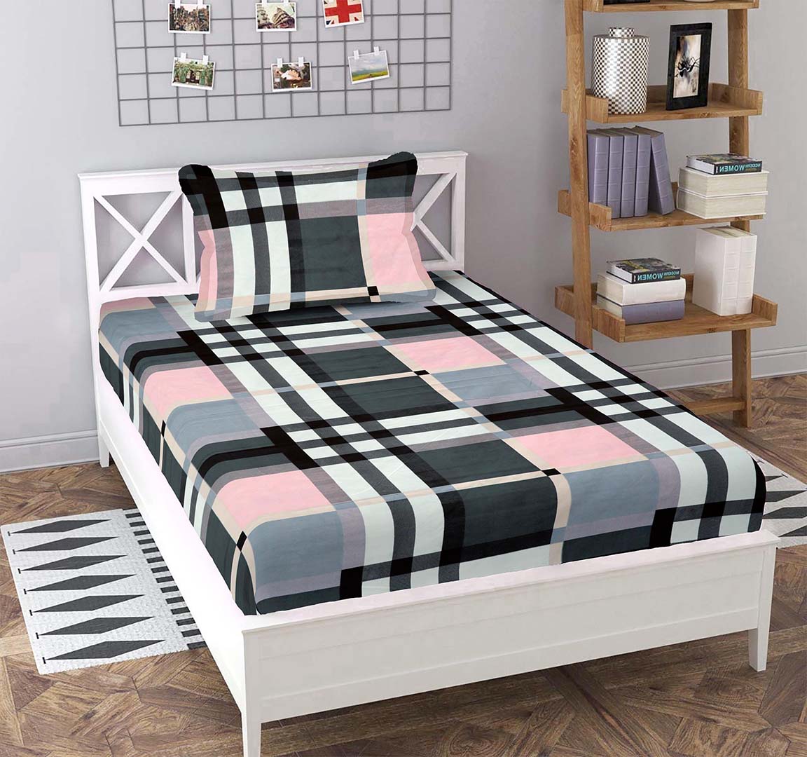 Microfiber (60x90 Inch) Single Size Bedsheet With 1 Pillow Cover in Multicolor Image 1