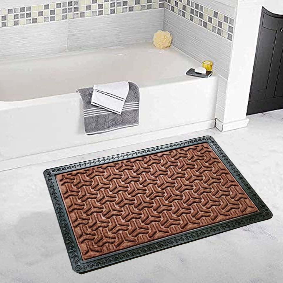Rubber Anti-Slip Doormat for Home & Bathroom Entrance Brown rectangular Mat (40x60 cm) Image 4