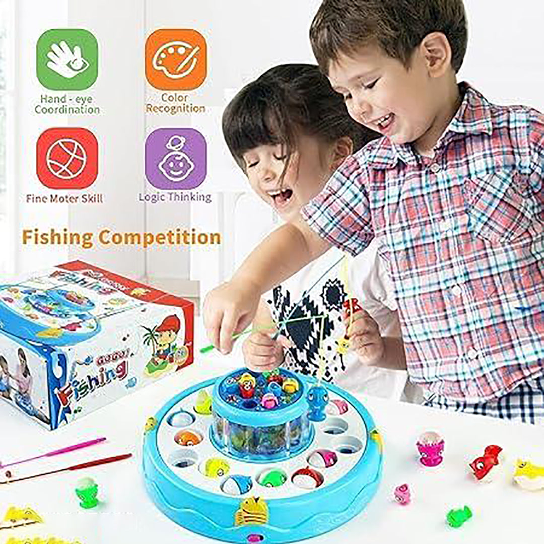 Go Go Fishing Game Toy Set Rotating Boards Pools Premium Version Fishing Set Quiet Play Option For Parents For Toddlers And Kids Image 2