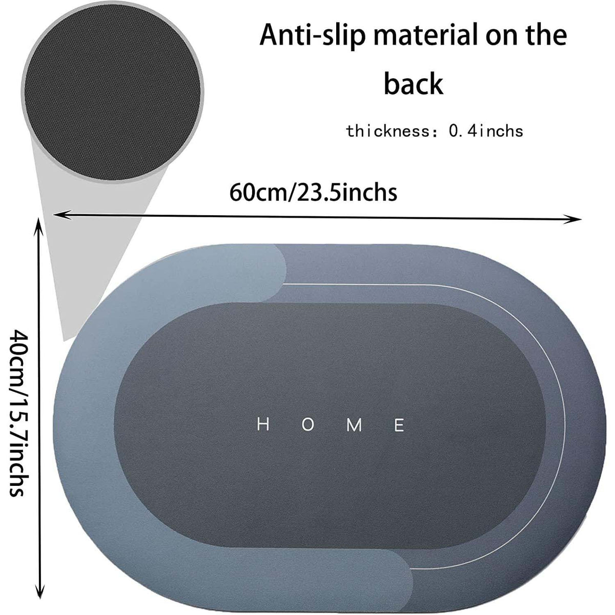 Microfiber Anti-Slip Doormat for Home & Bathroom Entrance Mulicolor Oval Mat (40x60 cm) 2 Pcs Image 3