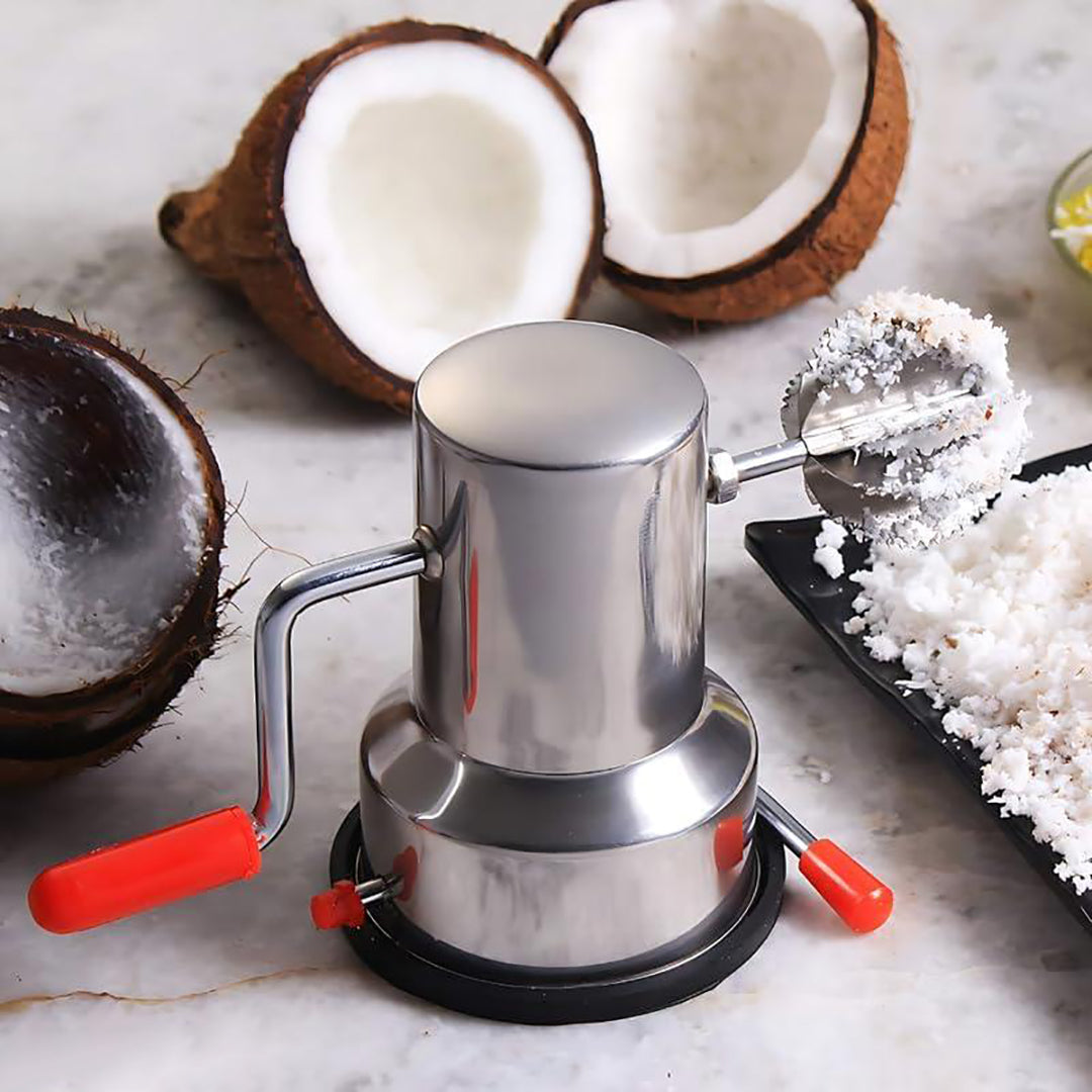 Stainless Steel Coconut Scraper With Vacuum Base Sharp Blades Manual Hand Crank Coconut Grater Machine Image 2