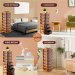 7Xl Plastic Modular Drawer System For Home Office Hospital Parlor School Doctors Home And Kids Product Dimension When Assembeled 30x39x115Cm Brown Image 3