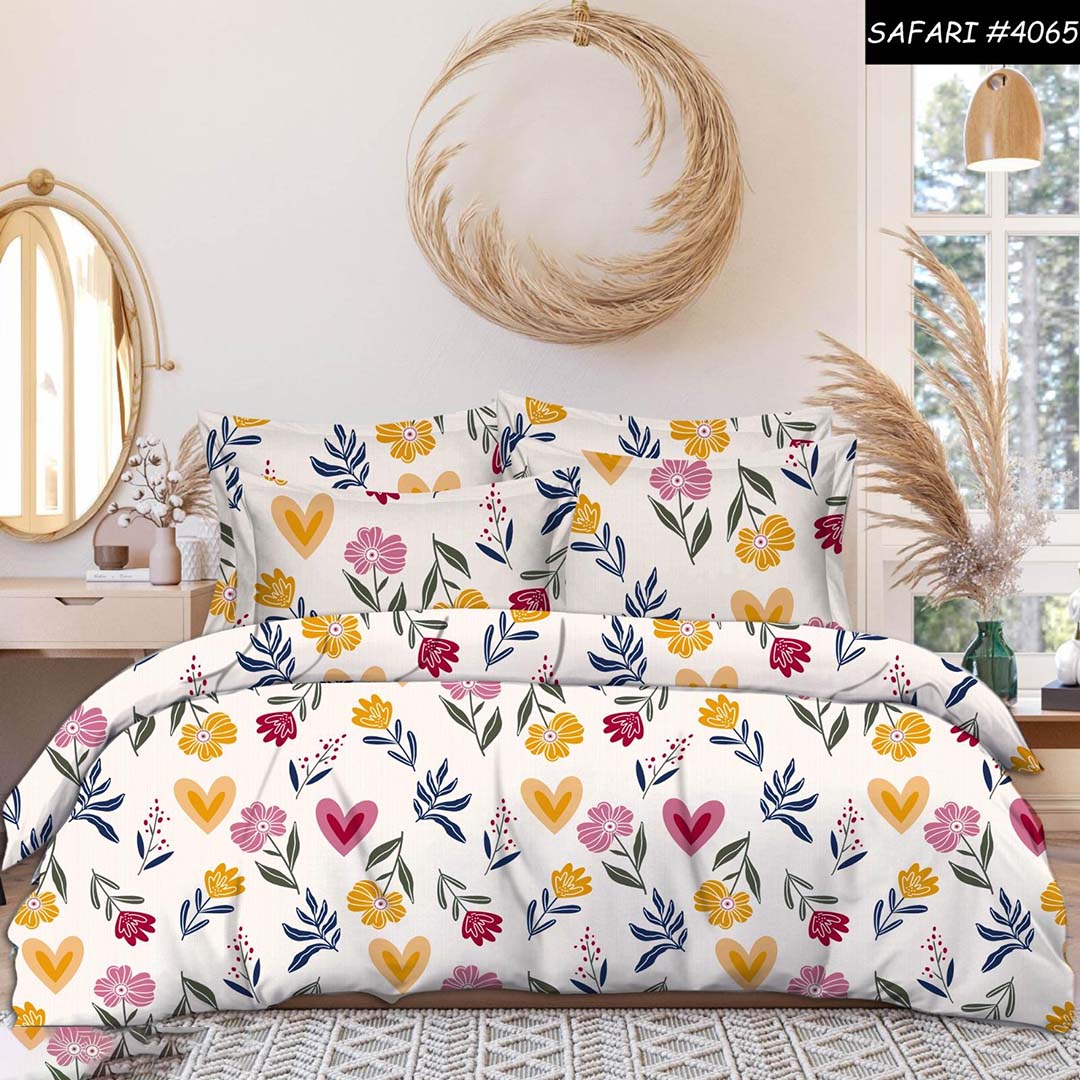 Quilted Fabric (90x100 Inch) Double Size Bedsheet With 2 Pillow Cover in Multicolor Image 3