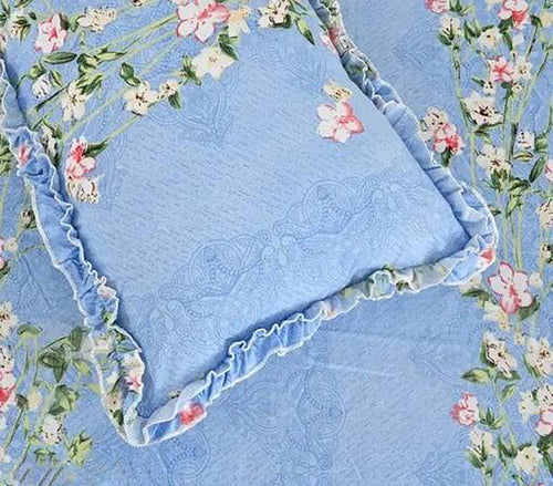 Cotton (90x100 Inch) Double Size Bedsheet With 2 Pillow Cover in Blue Color Image 2