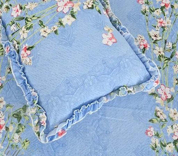 Cotton (90x100 Inch) Double Size Bedsheet With 2 Pillow Cover in Blue Color Image 2