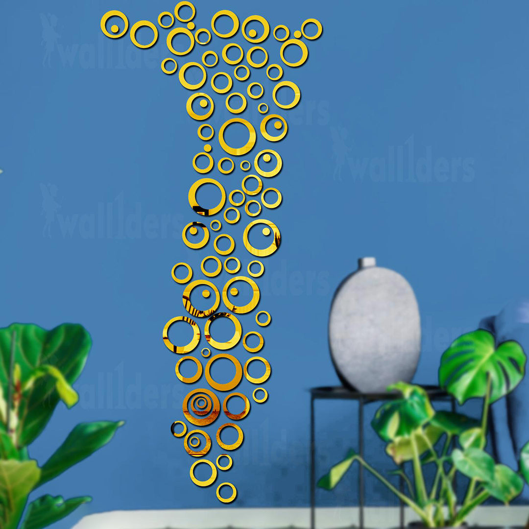 20 Rings Seven Size Gold 3D Mirror Stickers For Wall Large Size 3D Wall Mirror Sticker Mirror Wall Stickers For Living Room Hall Bed Room Home Image 4