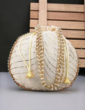 Handbag For Women And Girls Stylish White Fabric Bag Image 1