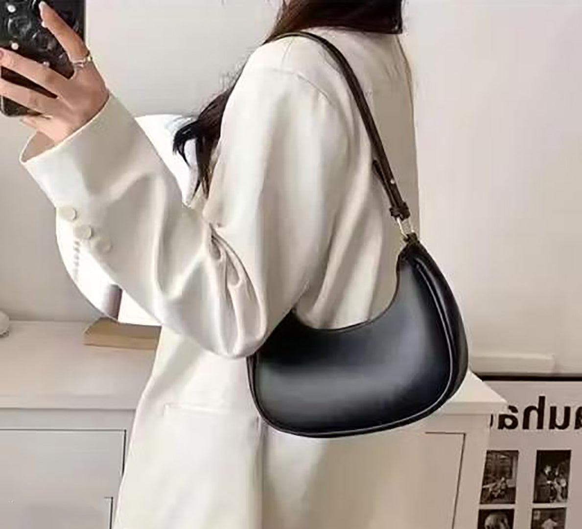 Handbag For Women And Girls Stylish Black PU Leather Bag Image 3