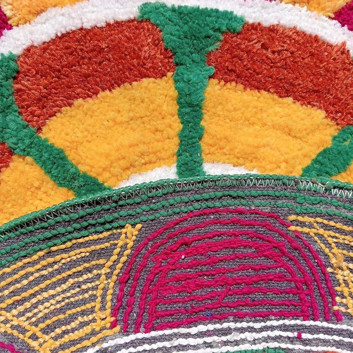 Polyester Anti-Slip Doormat for Home & Bathroom Entrance Multicolor round Mat (24 Inch) Image 3