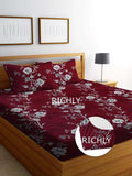 Glace Cotton (90x100 Inch) Double Size Bedsheet With 2 Pillow Cover in Mahroon Color Image 1