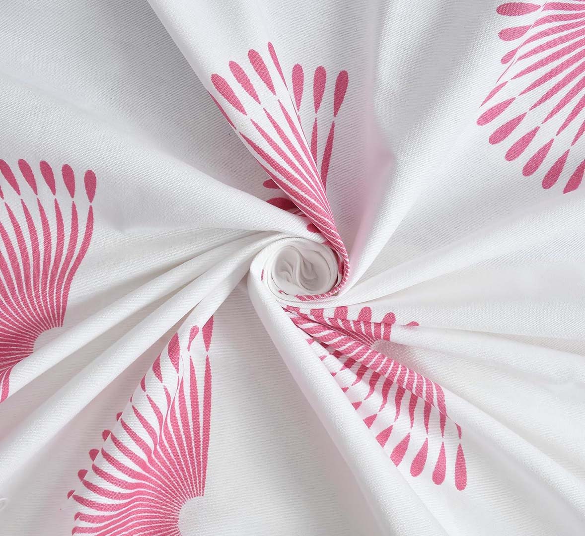 Cotton (78x72 Inch) Double Size Bedsheet With 2 Pillow Cover in white & Pink Color Image 2