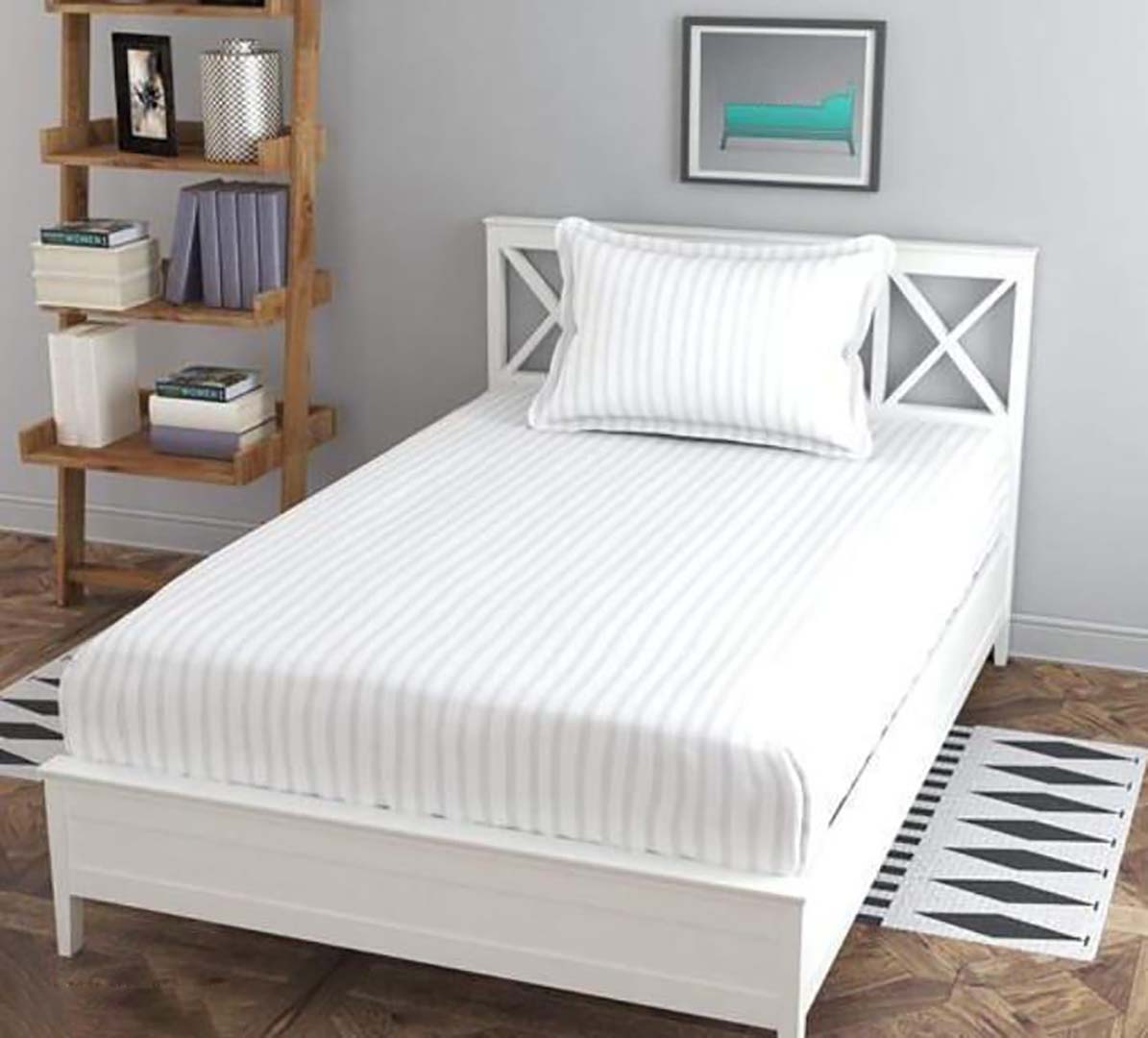 Cotton (60x90 Inch) Single Size Bedsheet With 1 Pillow Cover in White Color Image 1