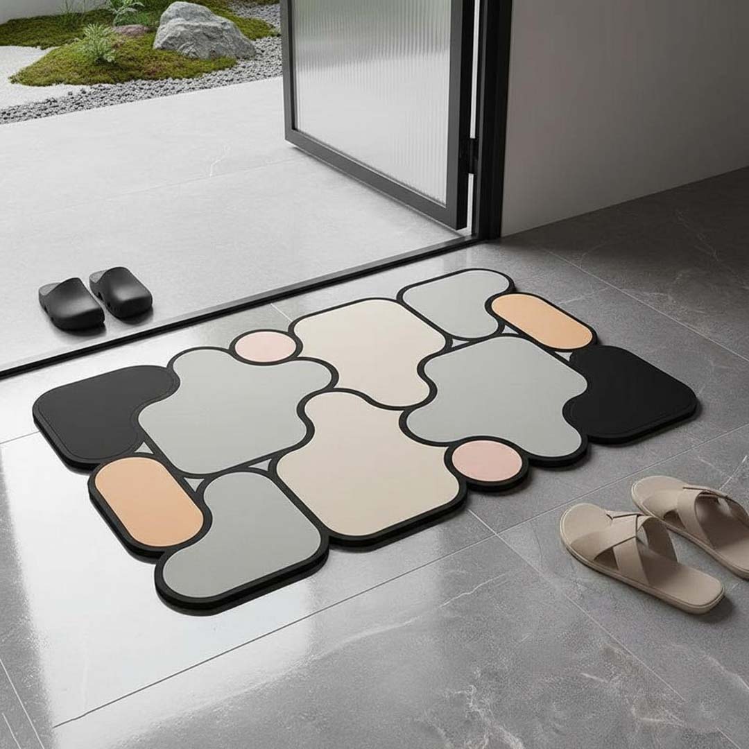 Rubber Anti-Slip Doormat for Home & Bathroom Entrance Multicolor Rectangular Mat (38x58 cm) Image 1