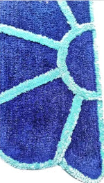 Velvet Anti-Slip Doormat for Home & Bathroom Entrance Blue Semi Circle Mat (40x60 cm) Image 3