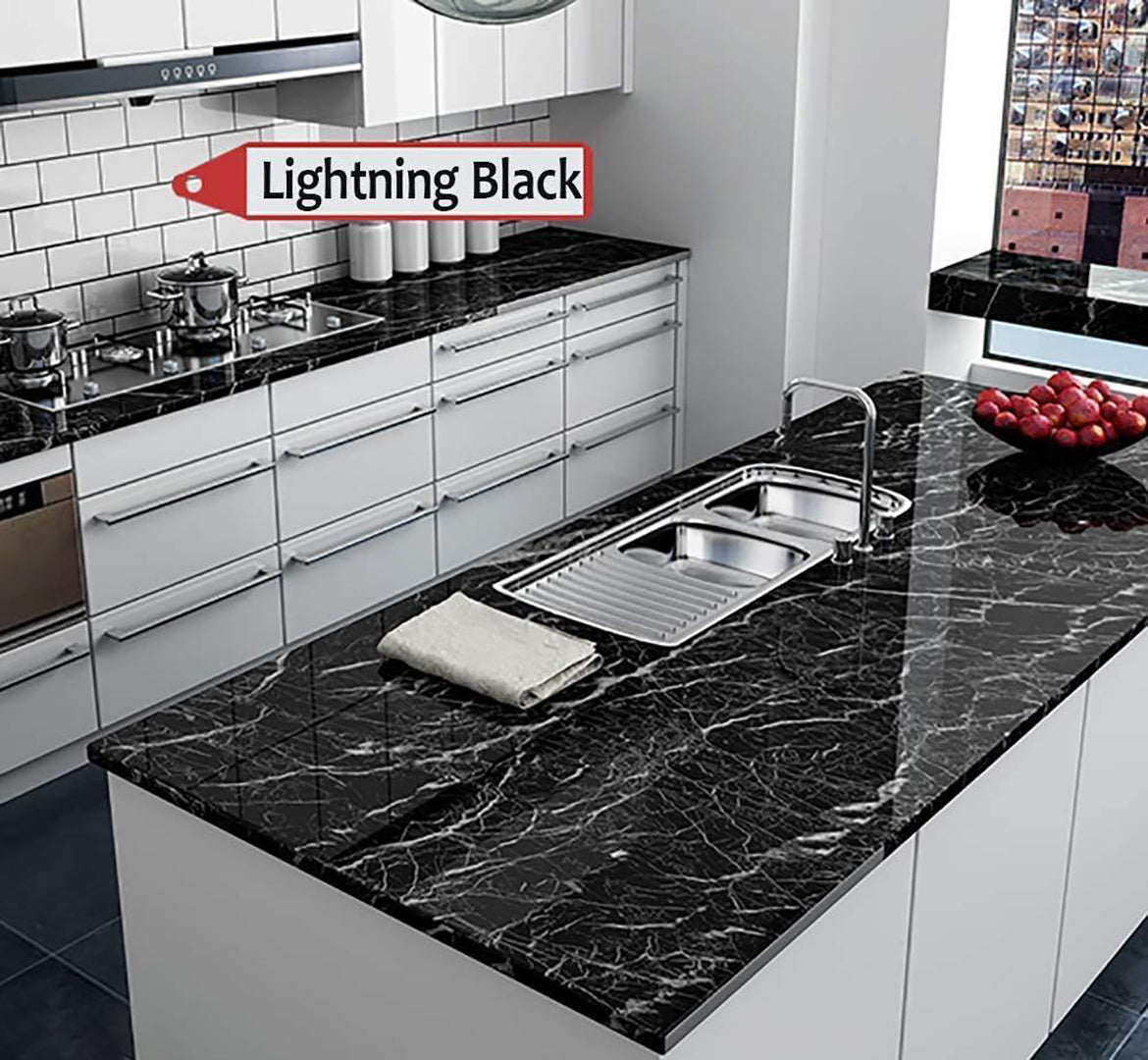 Black Marble Sticker For Kitchen Countertops Waterproof Black Marble Wallpaper Self Adhesive And Removable Marble Paper For Kitchen Bathroom Cabinet Furniture 60x200 Cm Image 4
