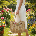 Handbag For Women And Girls Stylish Beige Jute Bag Image 2