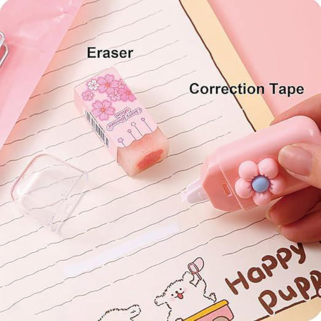 7 Pcs Cute Purple Stationery Set Kawaii School And Office Supplies With Pen Sharpener Highlighter Ruler And Utility Knife Image 4